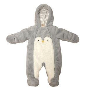 NWOT Cozy Gray and White Penguin Kids One Piece